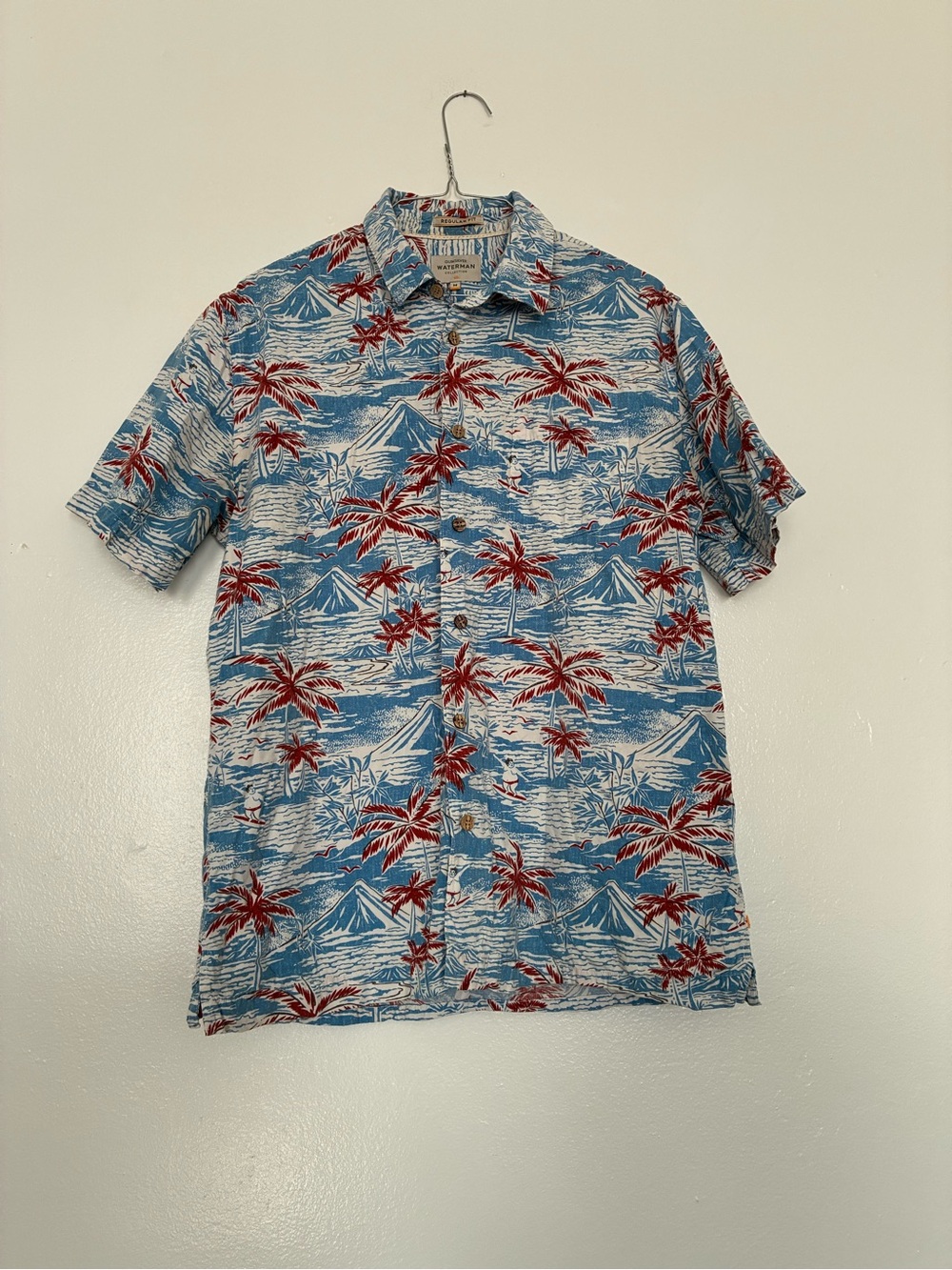 Quiksilver Waterman Collection Red & Blue Hawaiian Shirt